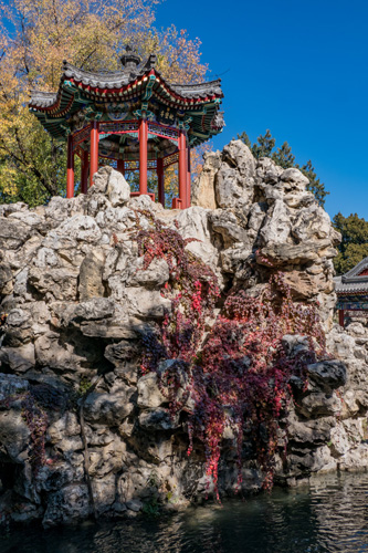 [© Cliff Shrine by Judy Hill Lovins is described with Asia, China, Beijing, Fine Art, Vertical, Color, Brown, Red, Yellow, Warm hit 11318 rate ]