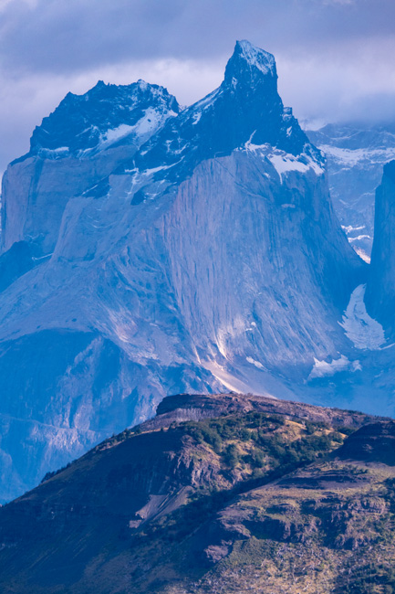 [© Torres del Paine Peaks by Amory B. Lovins is described with Color, Vertical, International, Torres del Paine, Chile, Mountain, Blue, Fine Art, remix, Vertical hit 19807 rate ]
