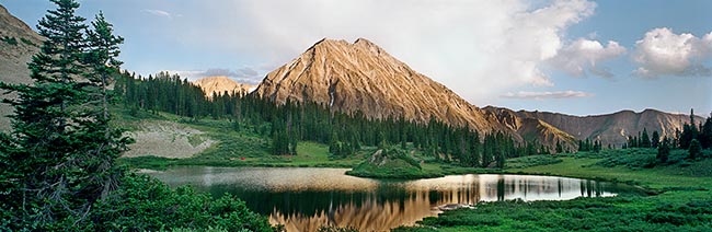 [© Copper Lake Dawn by Judy Hill is described with Stock, Color, Cool, Warm, Mountain, Water, Woods, Horizontal, Panorama, Spring, Summer, Beige, Blue, Brown, golden, Gold, Green, White, Copper Lake, Colorado, East Maroon Pass, Elk Range, Gunnison National Forest, Maroon Bells-Snowmass Wilderness, Rocky Mountain, Rockys, Air, Blue sky, Clouds, Lake, Mt., Tree, Reflections, Mountains, Evergreen, Pines, Pine, Fine Art, retro hit 30583 rate ]